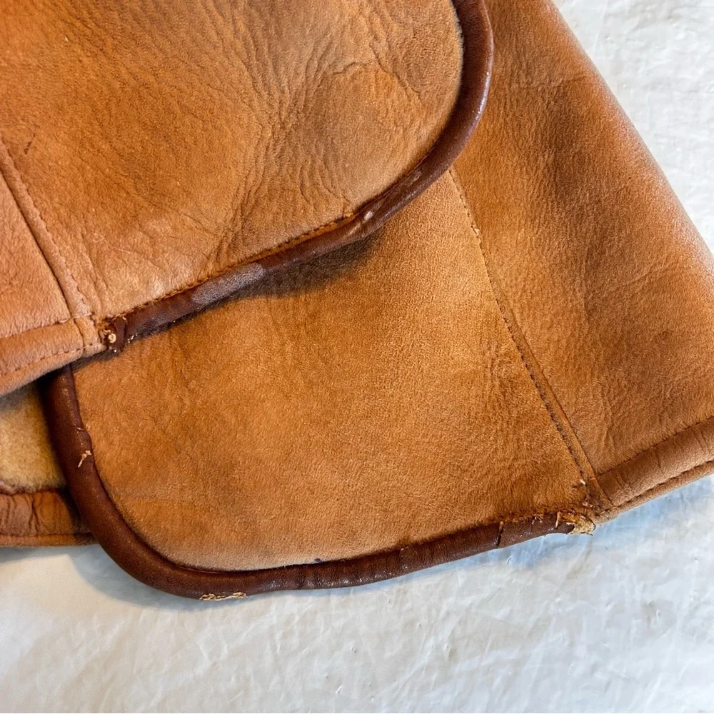 RARE Vintage Abercrombie & Fitch 70/80s Lambskin Suede Vest Tan and Brown 12